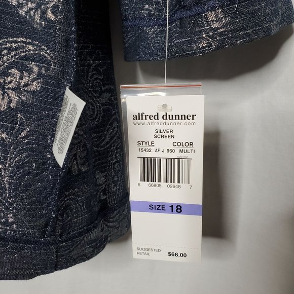 Alfred Dunner NWT Size 18 Jacket Shimmer Paisley Embroidered Button Silver Blue - Picture 8 of 8